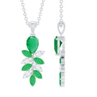 Designer Emerald and Diamond Leaf Pendant Necklace Emerald - ( AAA ) - Quality - Rosec Jewels