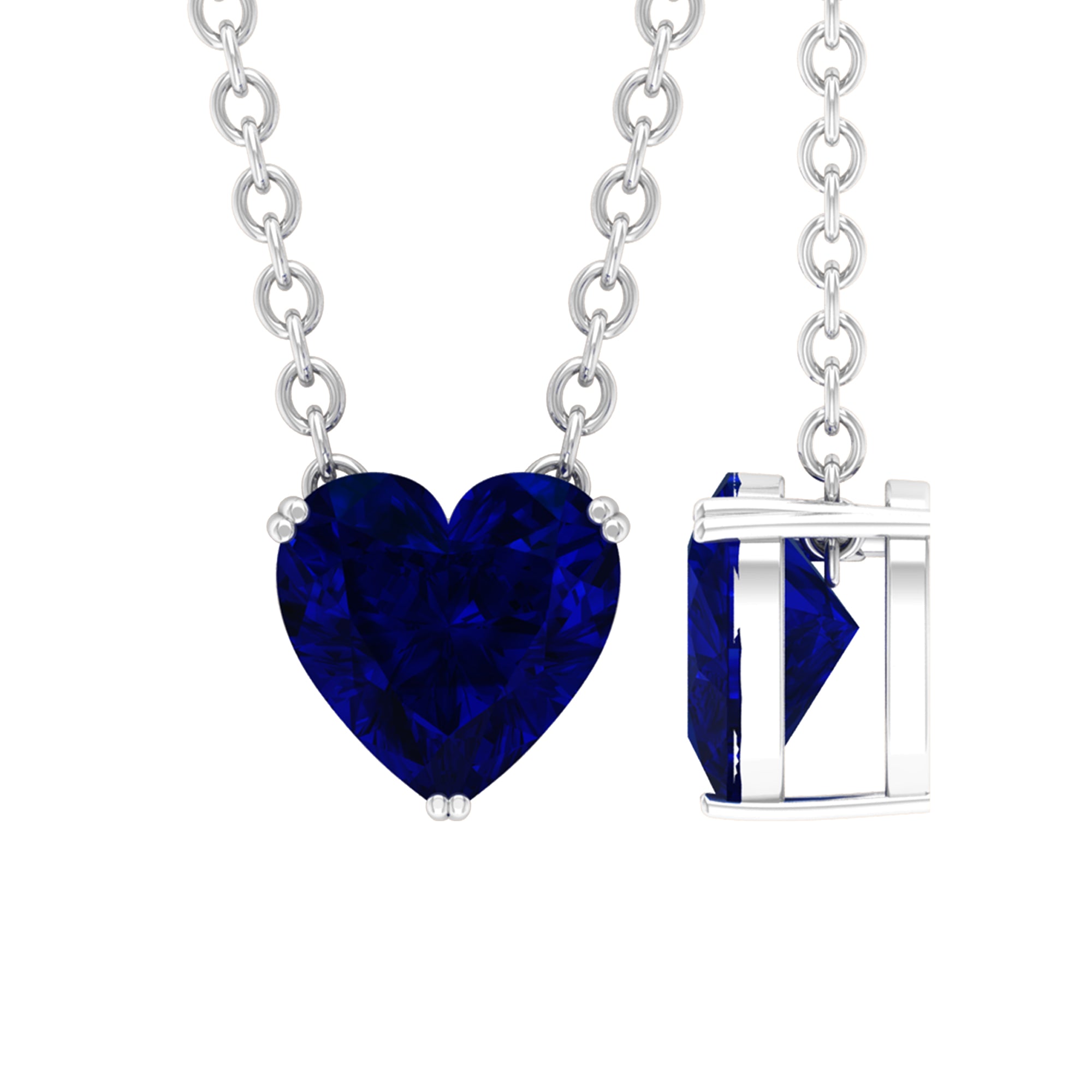 3/4 CT Heart Shape Blue Sapphire Solitaire Drop Pendant Necklace for Women Blue Sapphire - ( AAA ) - Quality - Rosec Jewels