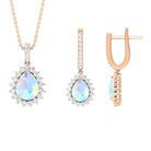 Ethiopian Opal and Moissanite Teardrop Jewelry Set Ethiopian Opal - ( AAA ) - Quality - Rosec Jewels