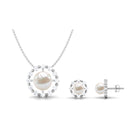 Elegant Freshwater Pearl Jewelry Set with Moissanite Freshwater Pearl - ( AAA ) - Quality - Rosec Jewels