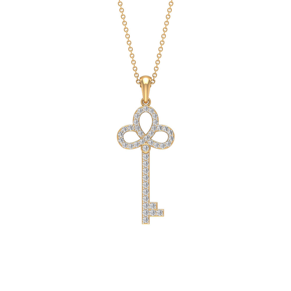 Moissanite Key Statement Pendant Necklace Moissanite - ( D-VS1 ) - Color and Clarity - Rosec Jewels