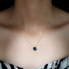 8 MM Solitaire London Blue Topaz Necklace in Bezel Setting London Blue Topaz - ( AAA ) - Quality - Rosec Jewels