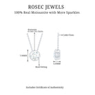 6.50 MM Simple Moissanite Solitaire Pendant Necklace in Silver - Rosec Jewels