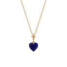 1 CT Heart Shape Lab Created Blue Sapphire Solitaire Pendant for Women Lab Created Blue Sapphire - ( AAAA ) - Quality - Rosec Jewels