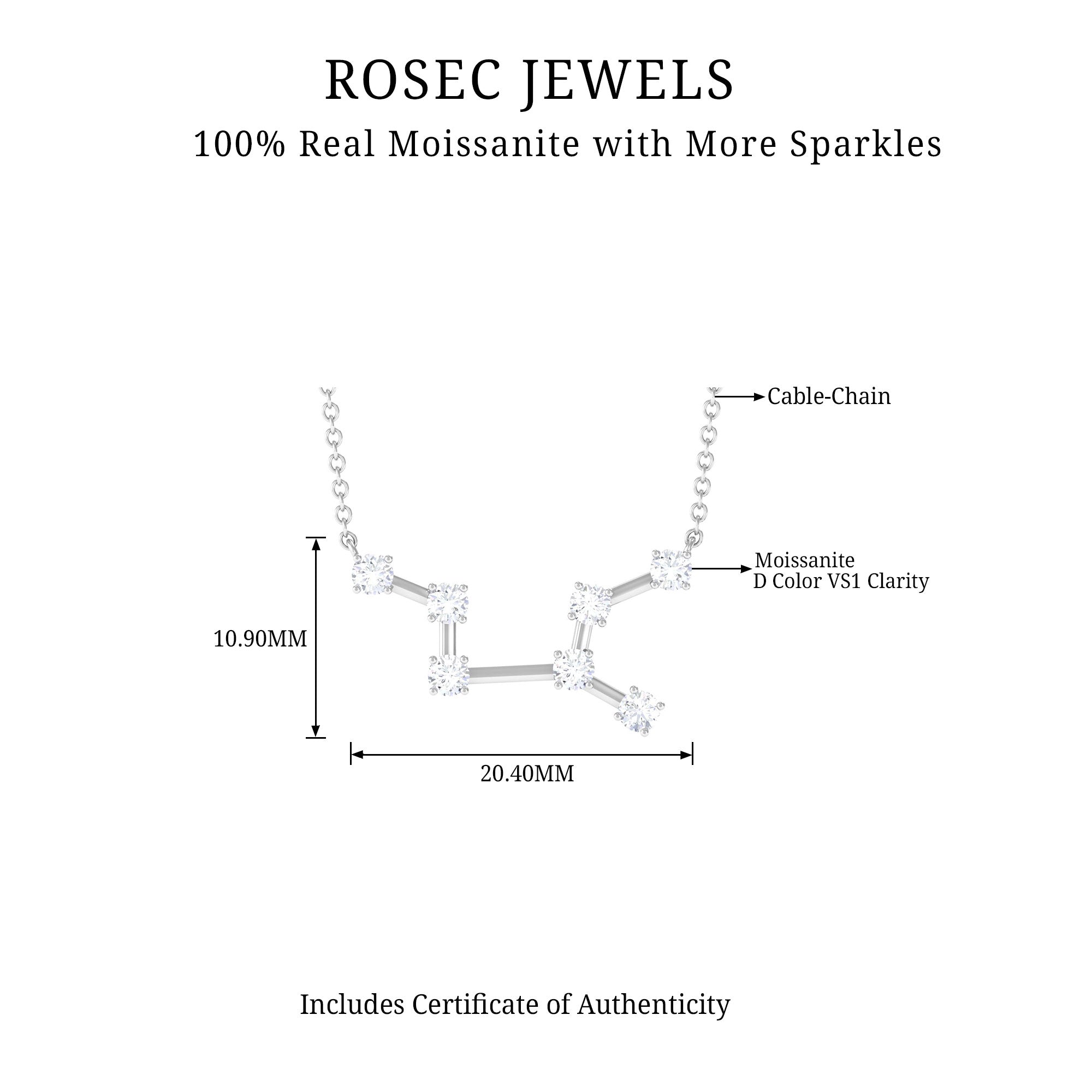 Certified Moissanite Virgo Zodiac Constellation Necklace - Rosec Jewels