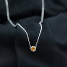 Round Shape Citrine Solitaire Necklace in Bezel Setting Citrine - ( AAA ) - Quality - Rosec Jewels