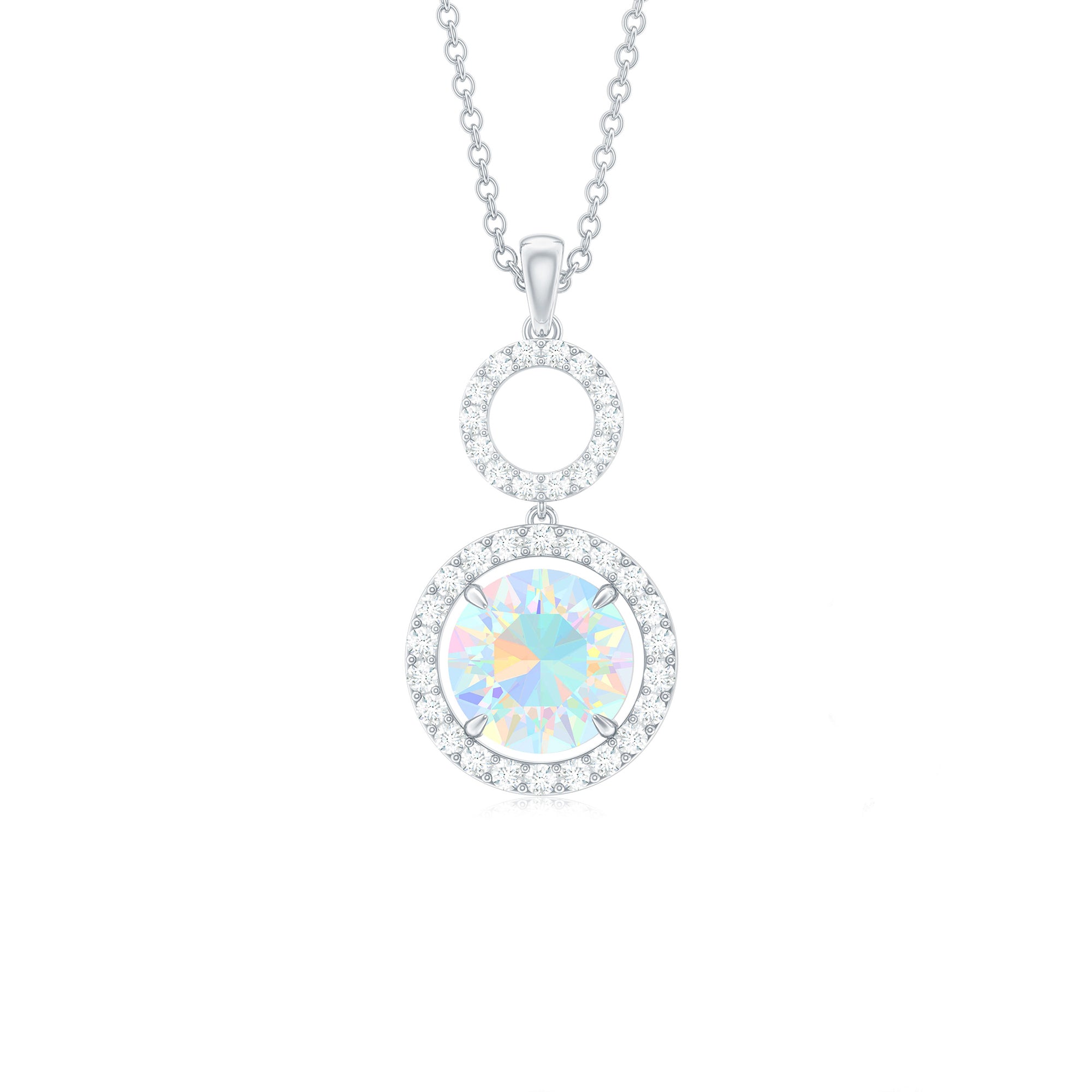 Ethiopian Opal and Diamond Dangle Pendant Necklace Ethiopian Opal - ( AAA ) - Quality - Rosec Jewels