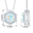 0.75 CT Ethiopian Opal Solitaire Hexagon Pendant Necklace Ethiopian Opal - ( AAA ) - Quality - Rosec Jewels