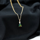 Pear Shape Black Opal Teardrop Pendant Necklace with Diamond Black Opal - ( AAA ) - Quality - Rosec Jewels