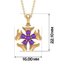 1/2 CT Purple Amethyst Cluster and Gold Heart Petal Pendant Amethyst - ( AAA ) - Quality - Rosec Jewels