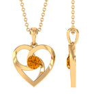 1/4 CT Round Citrine Gold Heart Pendant Necklace Citrine - ( AAA ) - Quality - Rosec Jewels