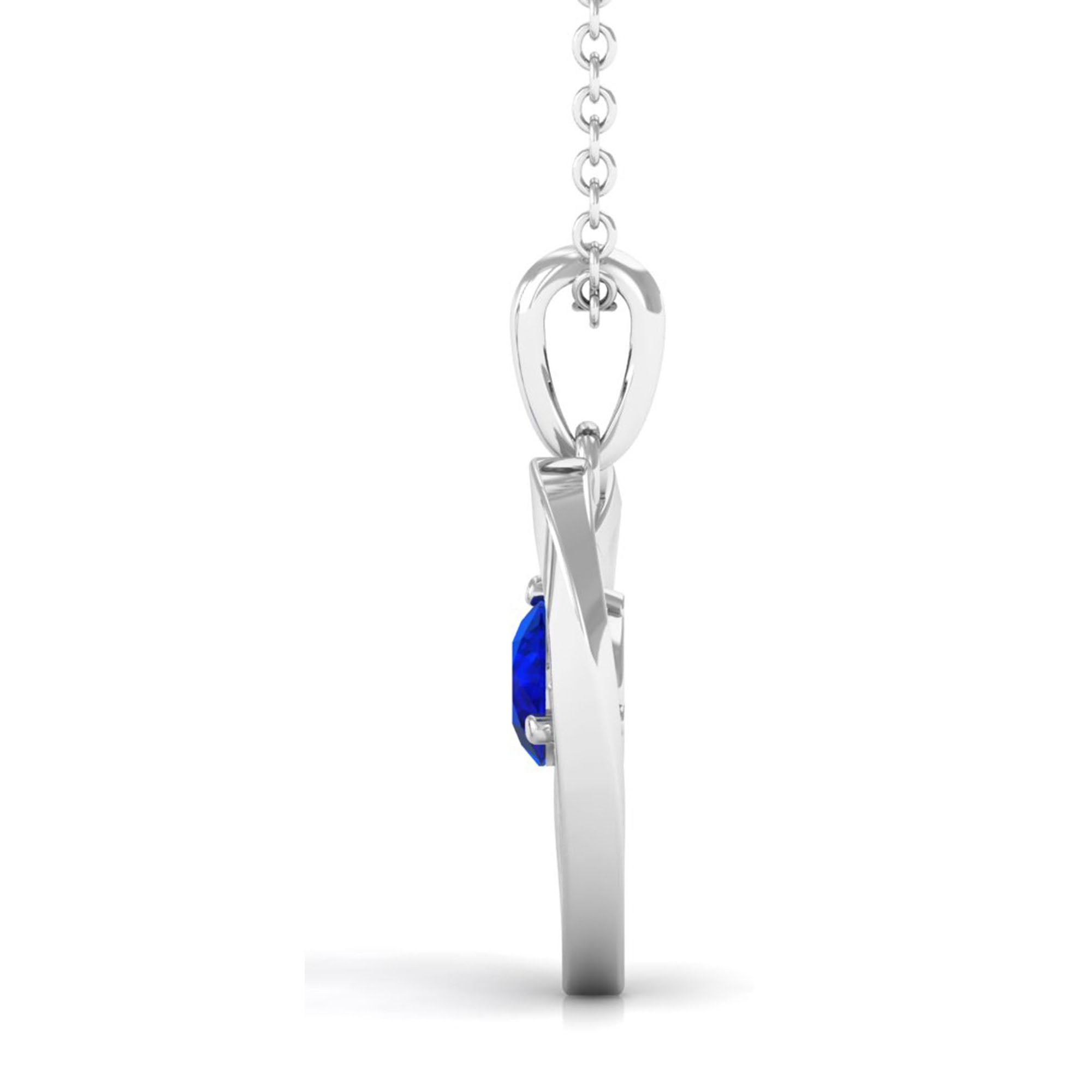 1/4 CT Minimal Heart Necklace with Diffused Sapphire Lab Created Blue Sapphire - ( AAAA ) - Quality - Rosec Jewels