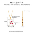 Moissanite R Initial Pendant Necklace With Lab Grown Ruby Lab Created Ruby - ( AAAA ) - Quality - Rosec Jewels