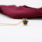 Round Created Black Diamond Gold Hexagon Pendant Necklace Lab Created Black Diamond - ( AAAA ) - Quality - Rosec Jewels