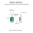 Octagon Cut Created Emerald Silver Solitaire Pendant with Dainty Moissanite - Rosec Jewels