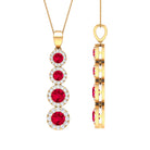 Created Ruby Moissanite Dangle Pendant Necklace Lab Created Ruby - ( AAAA ) - Quality - Rosec Jewels