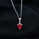 2 CT Created Ruby Silver Heart Pendant Necklace with Zircon - Rosec Jewels