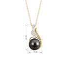 Elegant Black Tahitian Pearl Designer Pendant with Diamond Tahitian pearl - ( AAA ) - Quality - Rosec Jewels