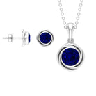 2.25 CT Lab Created Blue Sapphire Swirl Jewelry Set Lab Created Blue Sapphire - ( AAAA ) - Quality - Rosec Jewels