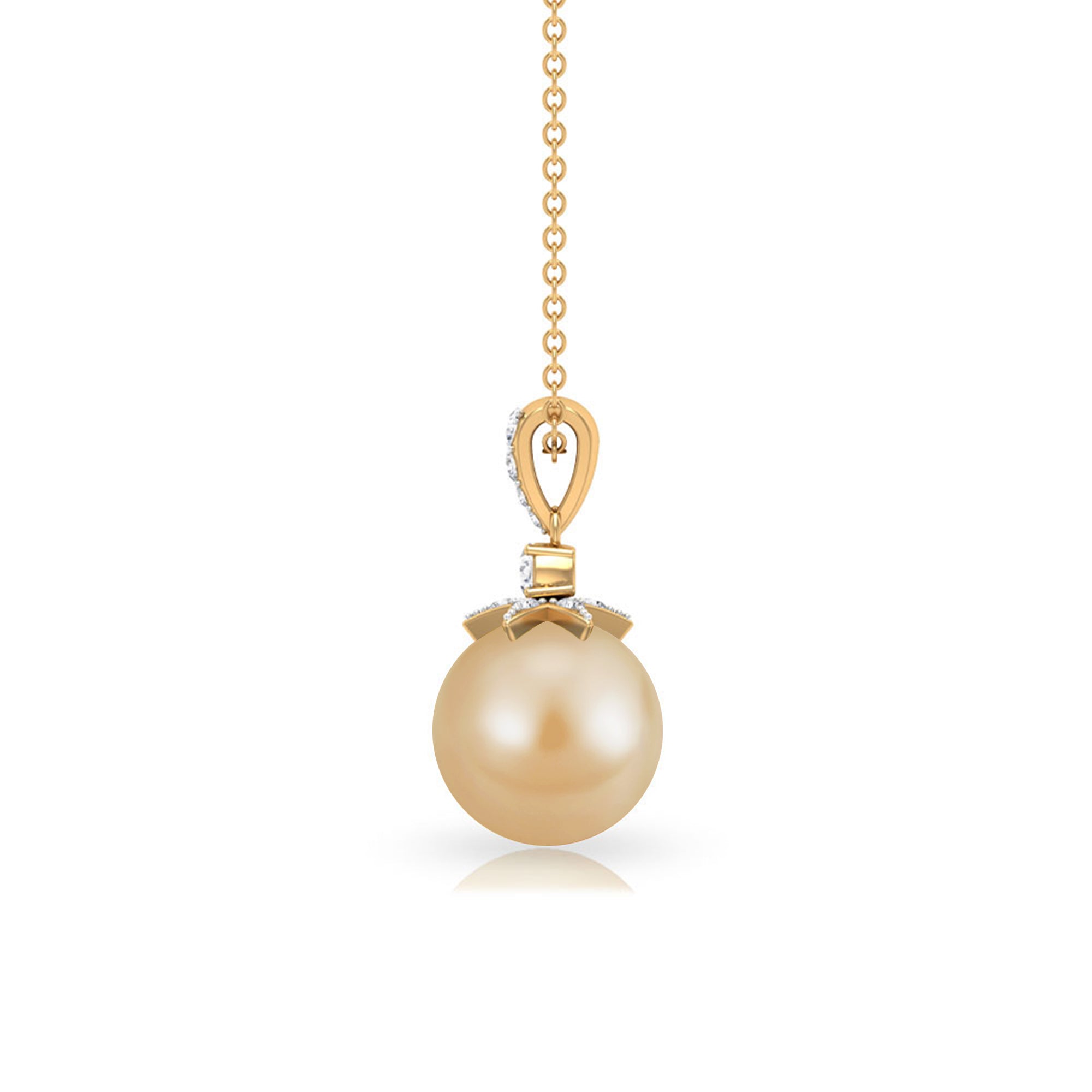 Simple South Sea Pearl Drop Pendant with Diamond South Sea Pearl - ( AAA ) - Quality - Rosec Jewels