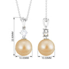 Simple Round South Sea Pearl and Moissanite Drop Pendant South Sea Pearl - ( AAA ) - Quality - Rosec Jewels