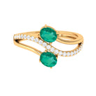 1 CT Two Stone Bypass Emerald Engagement Ring with Diamond Emerald - ( AAA ) - Quality - Rosec Jewels