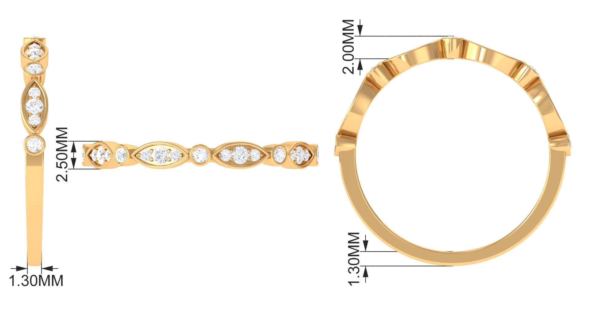 Natural Diamond Half Eternity Anniversary Ring Diamond - ( HI-SI ) - Color and Clarity - Rosec Jewels