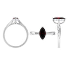 1.75 CT Garnet Solitaire Ring with Diamond Accent Garnet - ( AAA ) - Quality - Rosec Jewels