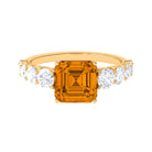 Citrine and Moissanite Engagement Ring Citrine - ( AAA ) - Quality - Rosec Jewels