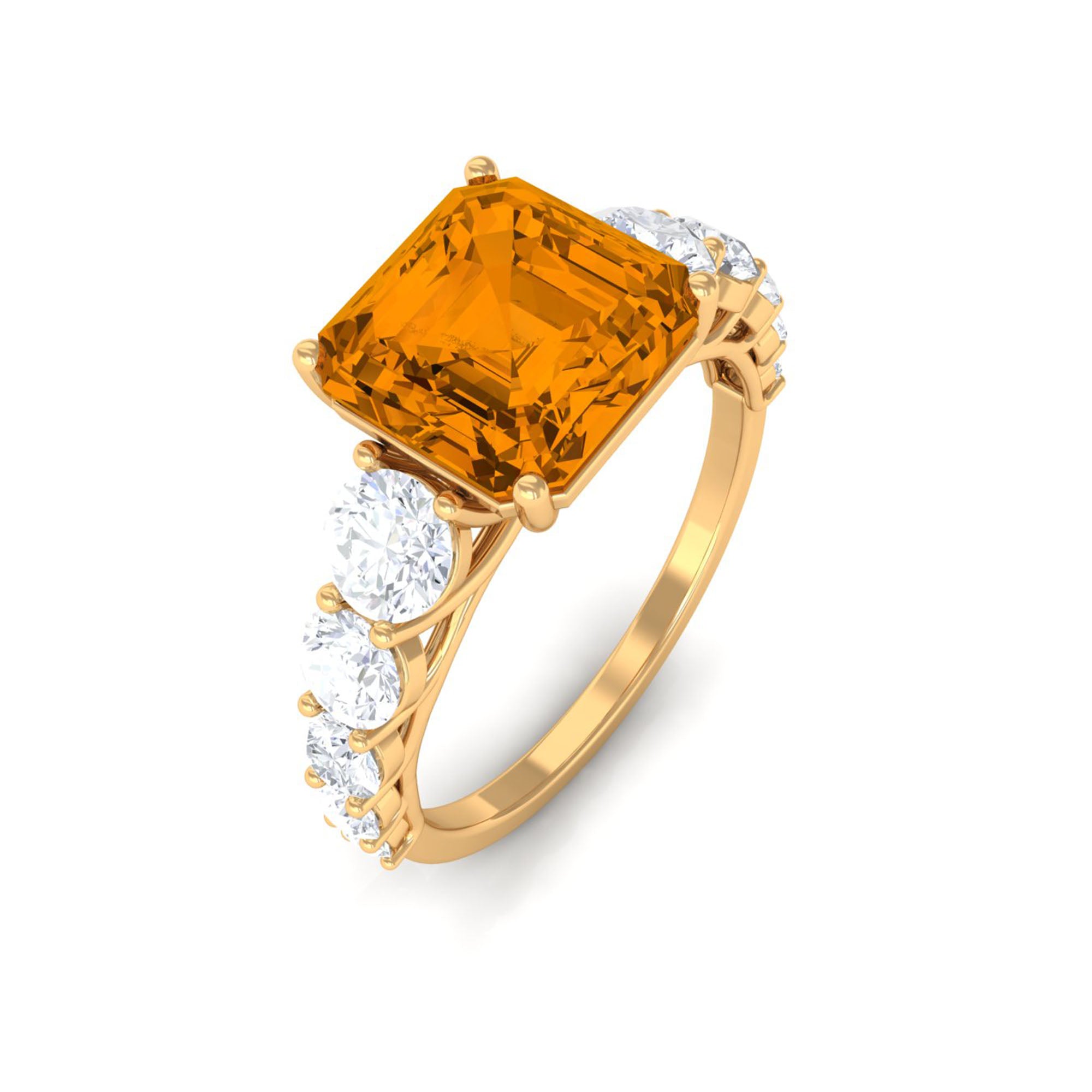 Citrine and Moissanite Engagement Ring Citrine - ( AAA ) - Quality - Rosec Jewels