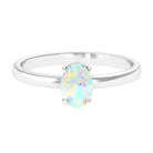 5X7 MM Oval Cut Ethiopian Opal Solitaire Ring in Claw Setting Ethiopian Opal - ( AAA ) - Quality - Rosec Jewels