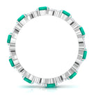 Round Shape Real Emerald Classic Eternity Band Ring with Moissanite Emerald - ( AAA ) - Quality - Rosec Jewels