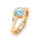 3/4 Ct Aquamarine and Diamond Halo Engagement Ring Aquamarine - ( AAA ) - Quality - Rosec Jewels