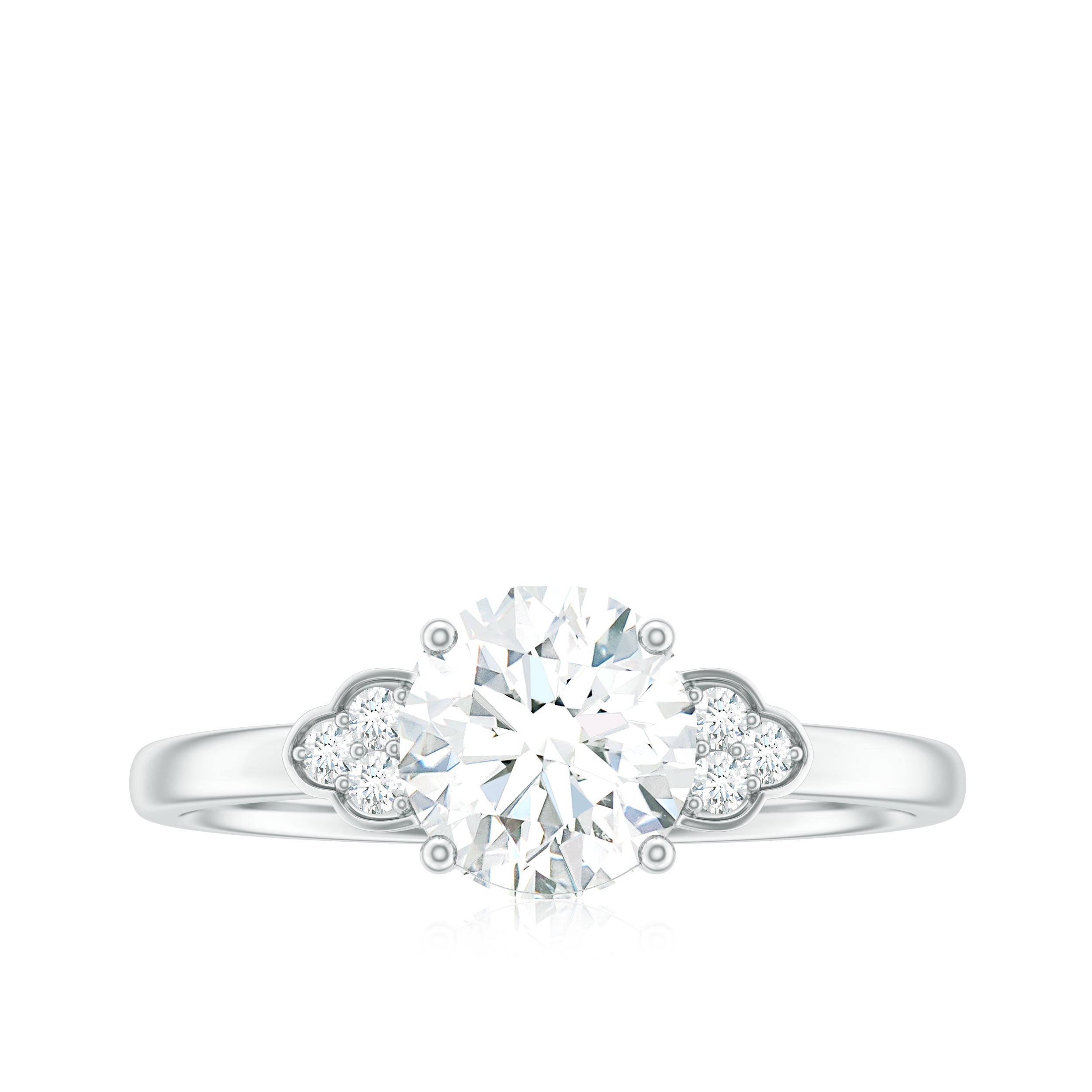 6.50 MM Prong Set Trio Solitaire Moissanite Engagement Ring Moissanite - ( D-VS1 ) - Color and Clarity - Rosec Jewels