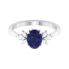 Rosec Jewels-1.75 CT Created Blue Sapphire Solitaire Ring with Diamond Accent