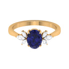 Rosec Jewels-1.75 CT Created Blue Sapphire Solitaire Ring with Diamond Accent