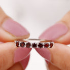 0.75 CT Seven Stone Garnet Ring in Basket Setting for Her Garnet - ( AAA ) - Quality - Rosec Jewels