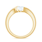 Round Certified Moissanite Solitaire Bypass Ring in Gold Moissanite - ( D-VS1 ) - Color and Clarity - Rosec Jewels