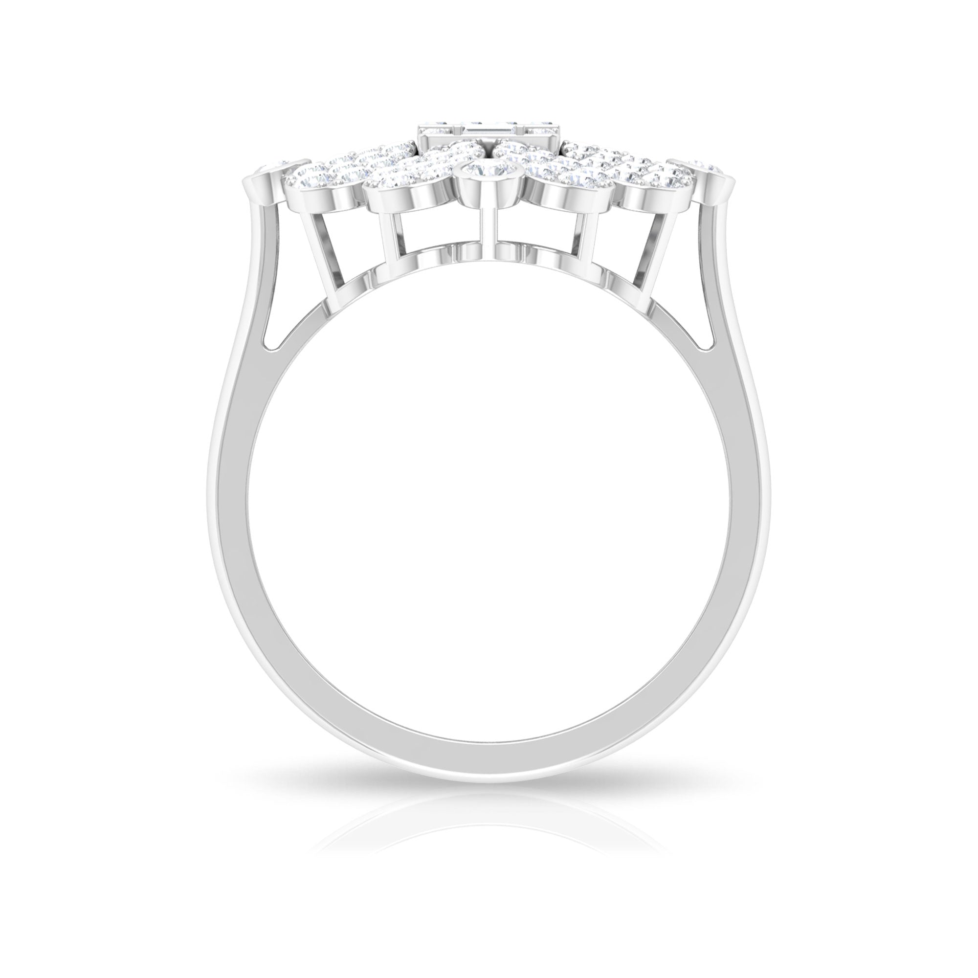 Illusion Set Diamond Statement Engagement Ring Diamond - ( HI-SI ) - Color and Clarity - Rosec Jewels