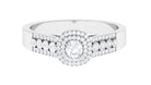 Round Diamond Double Halo Engagement Ring Diamond - ( HI-SI ) - Color and Clarity - Rosec Jewels