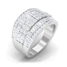 Zircon Statement Wide Wedding Band Ring Zircon - ( AAAA ) - Quality - Rosec Jewels