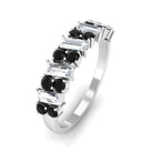 Baguette Moissanite and Black Diamond Eternity Ring Black Diamond - ( AAA ) - Quality - Rosec Jewels