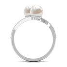 Moi et Toi Freshwater Pearl Bypass Ring with Diamond Freshwater Pearl - ( AAA ) - Quality - Rosec Jewels