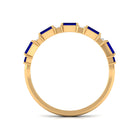 Blue Sapphire and Diamond Half Eternity Ring Blue Sapphire - ( AAA ) - Quality - Rosec Jewels