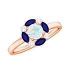 Ethiopian Opal Engagement Ring with Blue Sapphire and Moissanite Ethiopian Opal - ( AAA ) - Quality - Rosec Jewels