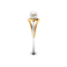 Minimal Freshwater Pearl Solitaire Ring in Bypass Shank Freshwater Pearl - ( AAA ) - Quality - Rosec Jewels