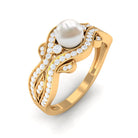 Designer Freshwater Pearl and Diamond Anniversary Band Ring Freshwater Pearl - ( AAA ) - Quality - Rosec Jewels