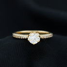 3/4 CT Zircon Engagement Ring with Side Stones in Gold Zircon - ( AAAA ) - Quality - Rosec Jewels