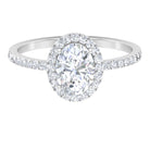 Oval Zircon Halo Engagement Ring Zircon - ( AAAA ) - Quality - Rosec Jewels