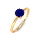 3/4 CT Round Cut Blue Sapphire Solitaire Simple Ring Blue Sapphire - ( AAA ) - Quality - Rosec Jewels